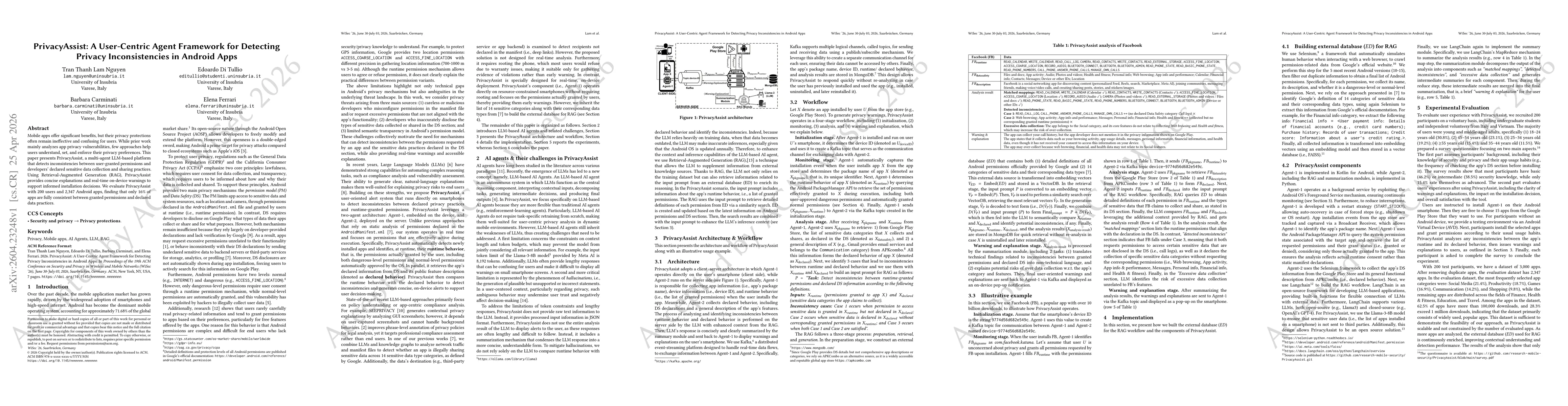 Thumbnail for PrivacyAssist: A User-Centric Agent Framework for Detecting Privacy Inconsistencies in Android Apps