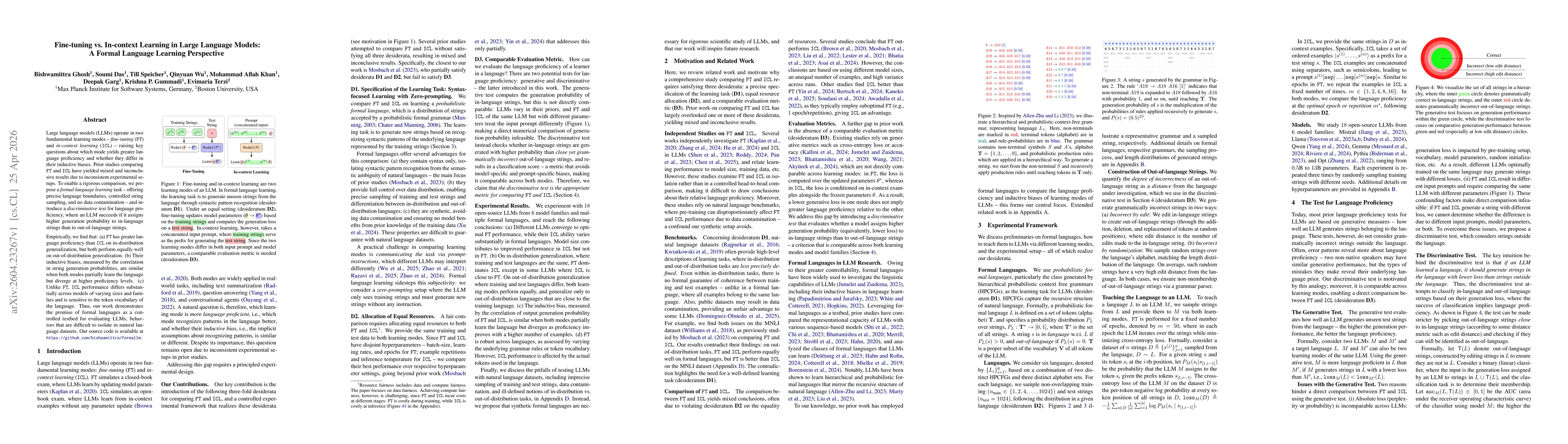 Thumbnail for Fine-tuning vs. In-context Learning in Large Language Models: A Formal Language Learning Perspective