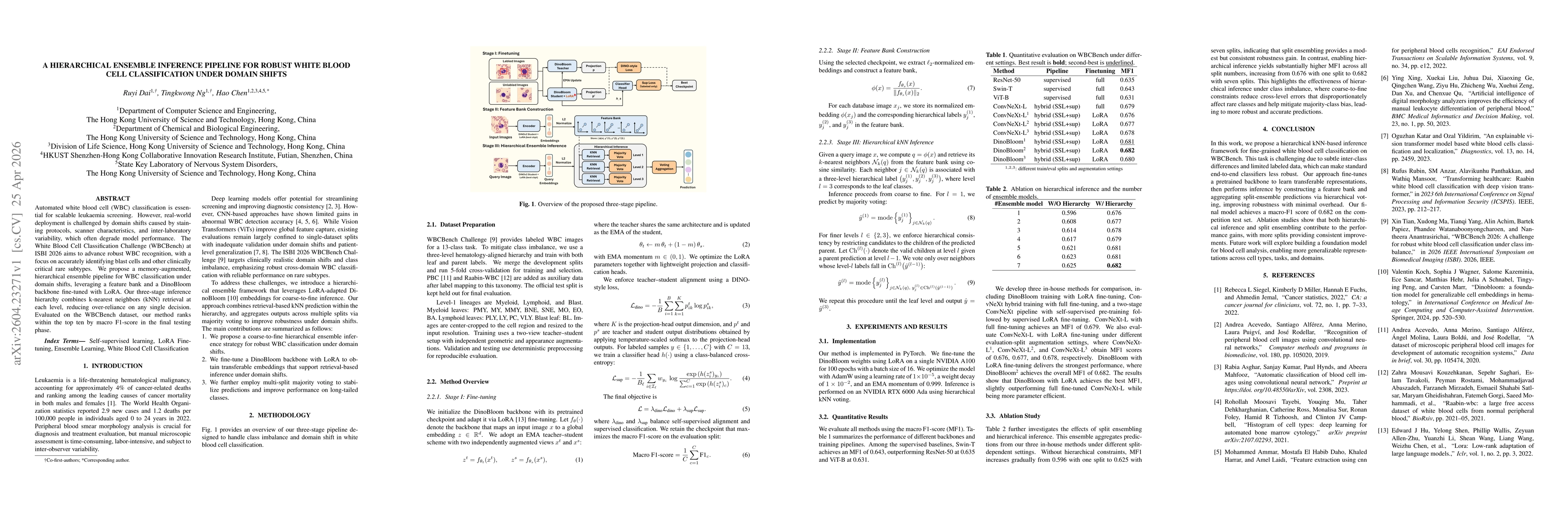 Thumbnail for A Hierarchical Ensemble Inference Pipeline for Robust White Blood Cell Classification Under Domain Shifts