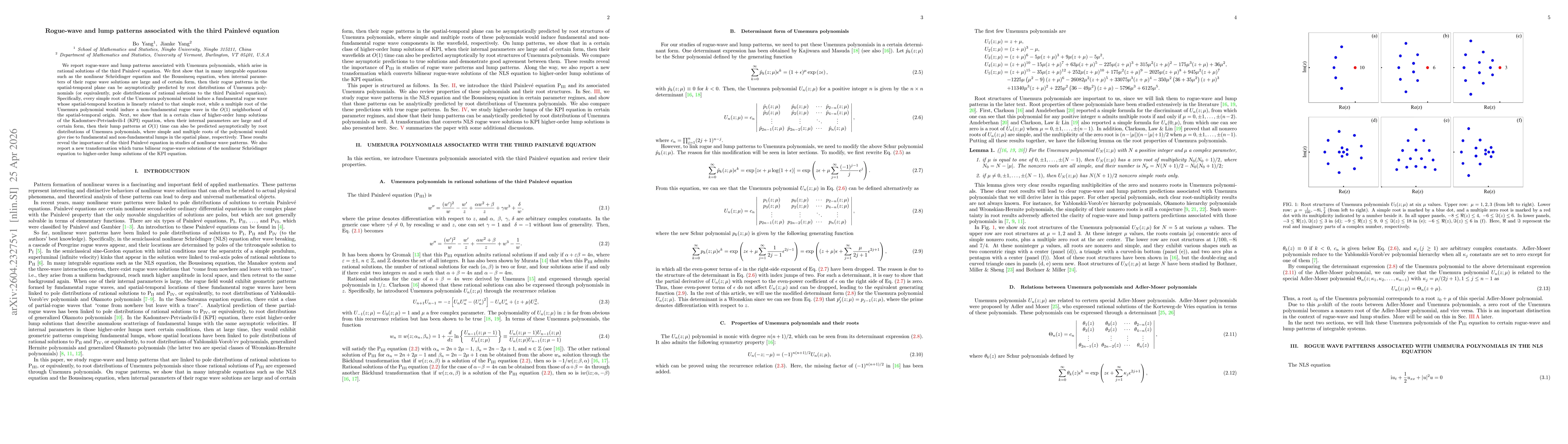 Thumbnail for Rogue-wave and lump patterns associated with the third Painlevé equation