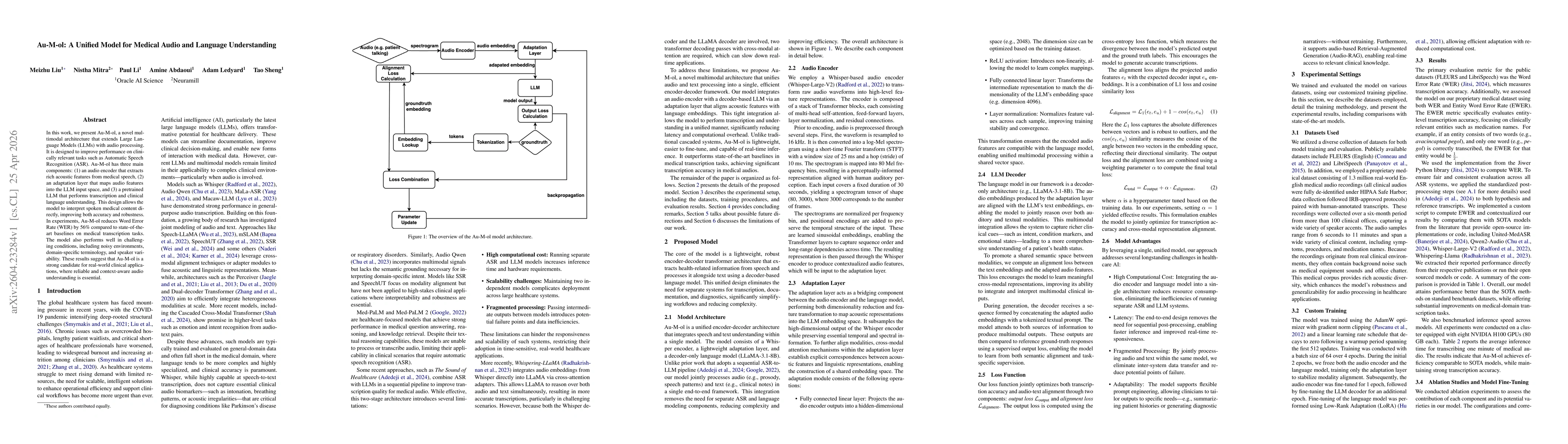 Thumbnail for Au-M-ol: A Unified Model for Medical Audio and Language Understanding