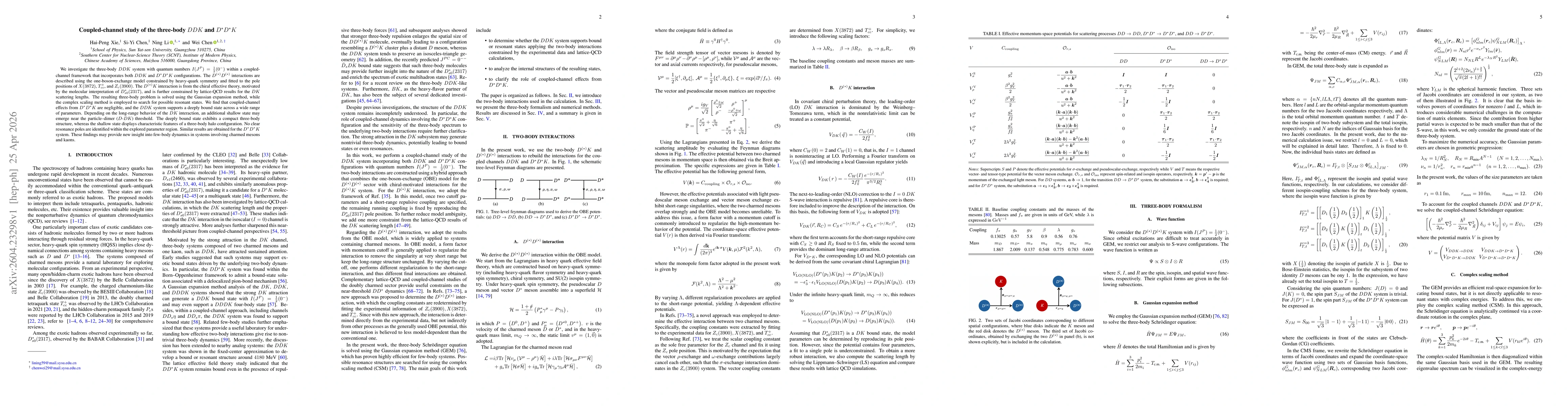 Thumbnail for Coupled-channel study of the three-body $DDK$ and $D^{*}D^{*}K$