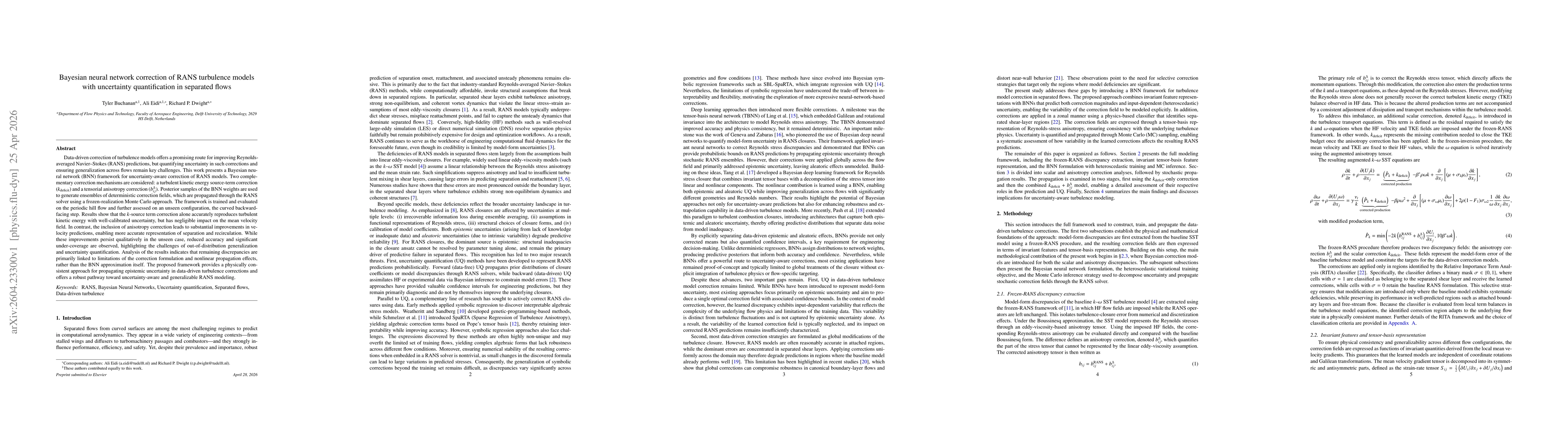 Thumbnail for Bayesian neural network correction of RANS turbulence models with uncertainty quantification in separated flows