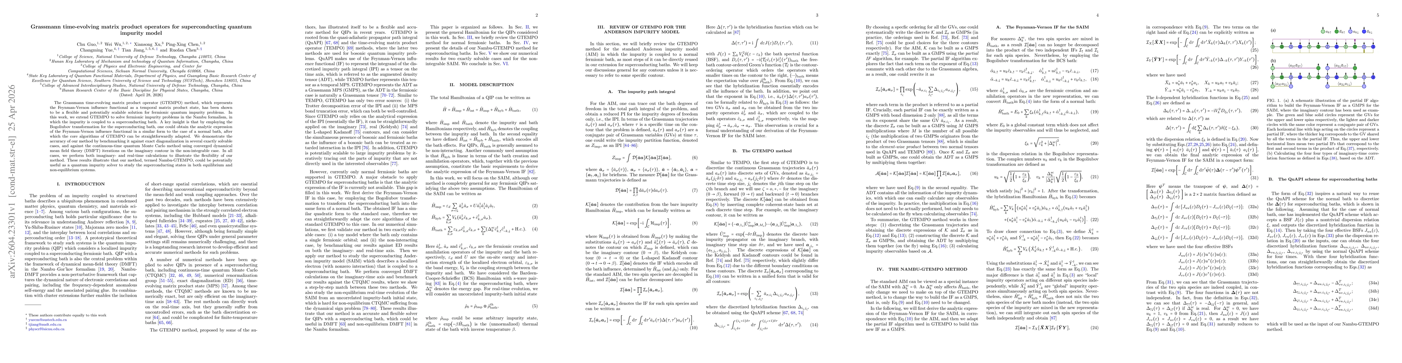 Thumbnail for Grassmann time-evolving matrix product operators for fermionic impurities coupled to a superconducting bath