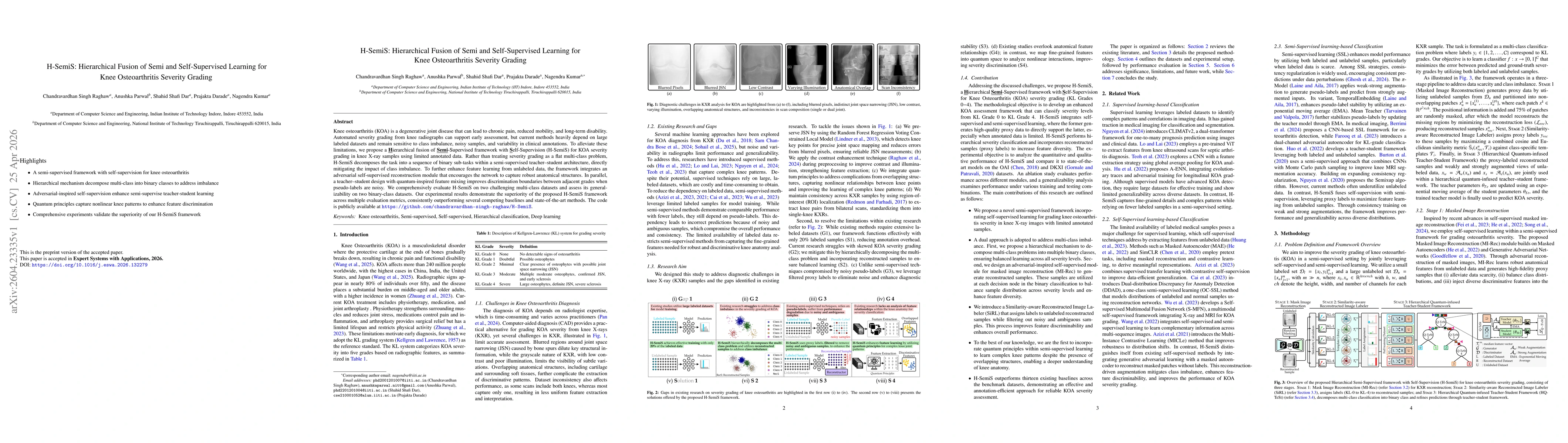 Thumbnail for H-SemiS: Hierarchical Fusion of Semi and Self-Supervised Learning for Knee Osteoarthritis Severity Grading