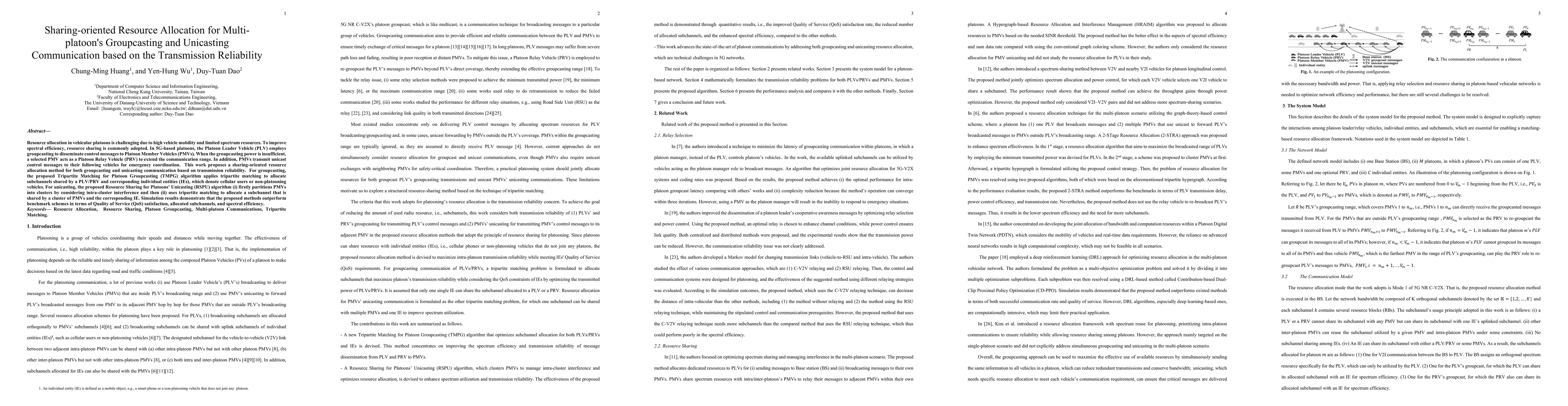 Thumbnail for Sharing-oriented Resource Allocation for Multi-platoon's Groupcasting and Unicasting Communication based on the Transmission Reliability