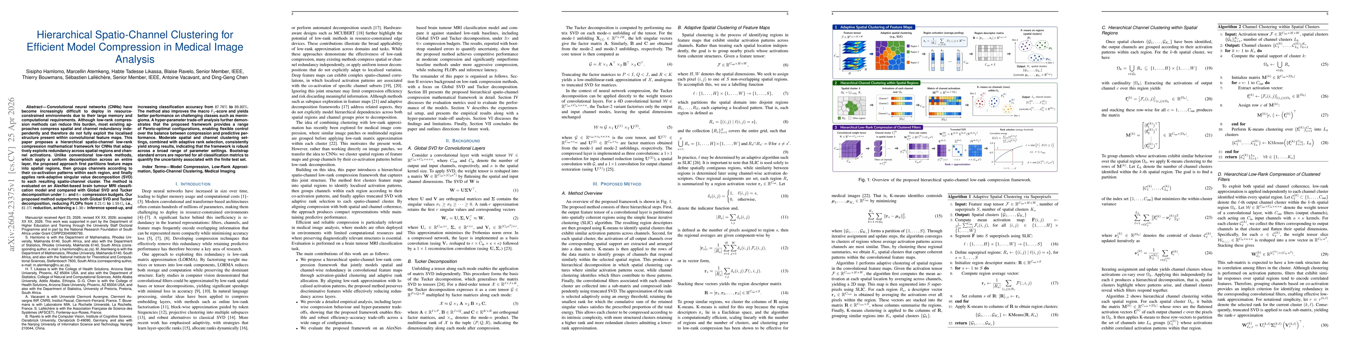 Thumbnail for Hierarchical Spatio-Channel Clustering for Efficient Model Compression in Medical Image Analysis