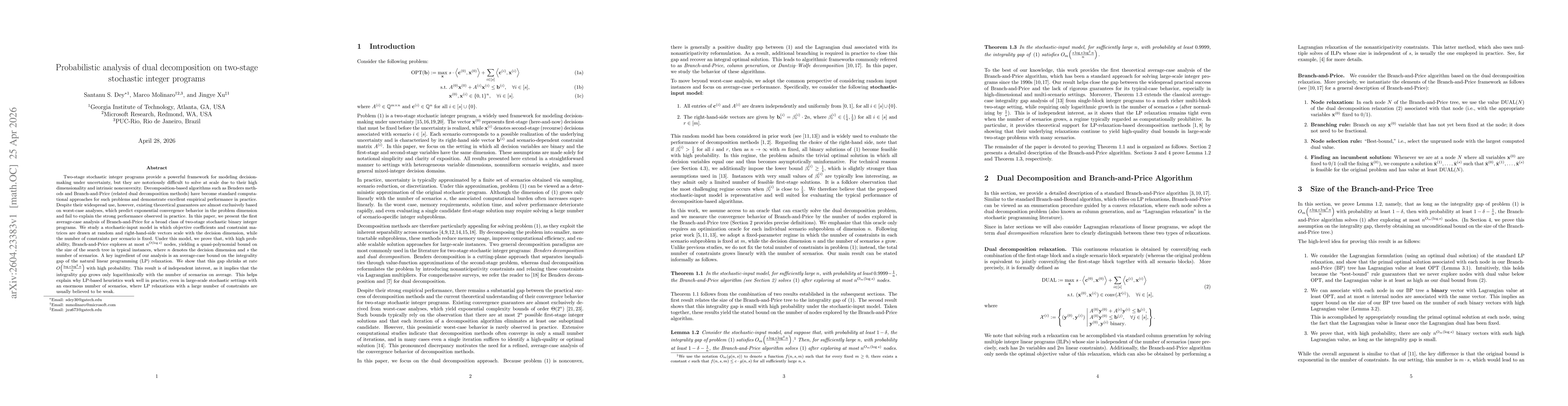 Thumbnail for Probabilistic analysis of dual decomposition on two-stage stochastic integer programs