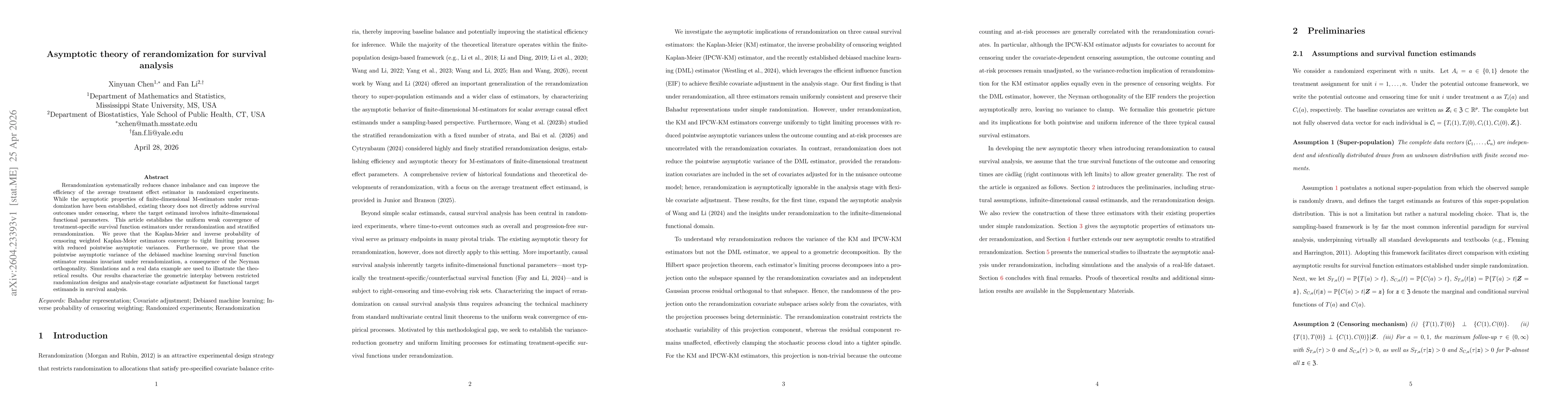 Thumbnail for Asymptotic theory of rerandomization for survival analysis