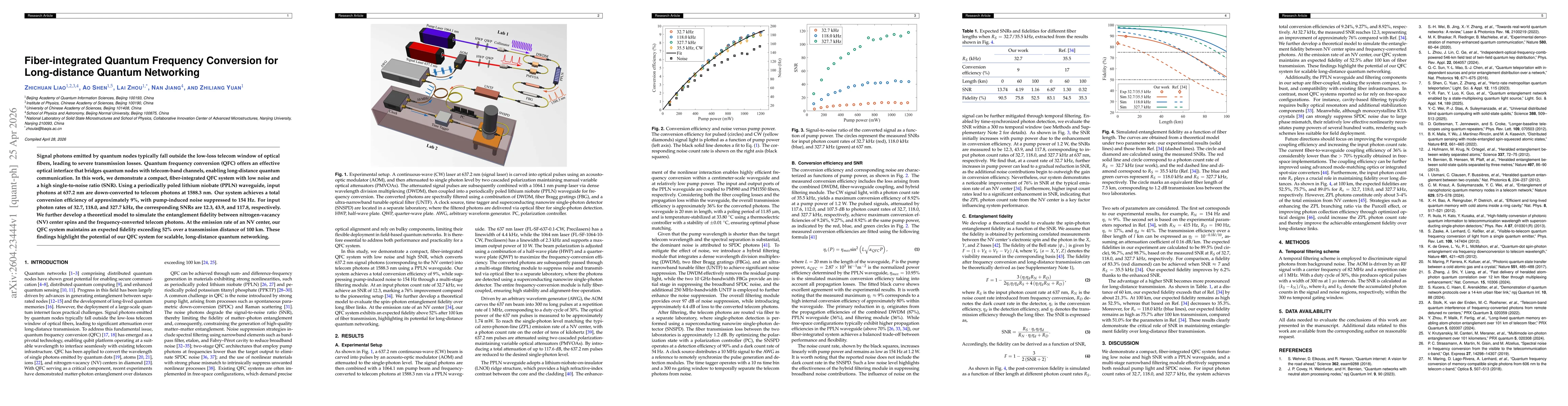 Thumbnail for Fiber-integrated Quantum Frequency Conversion for Long-distance Quantum Networking