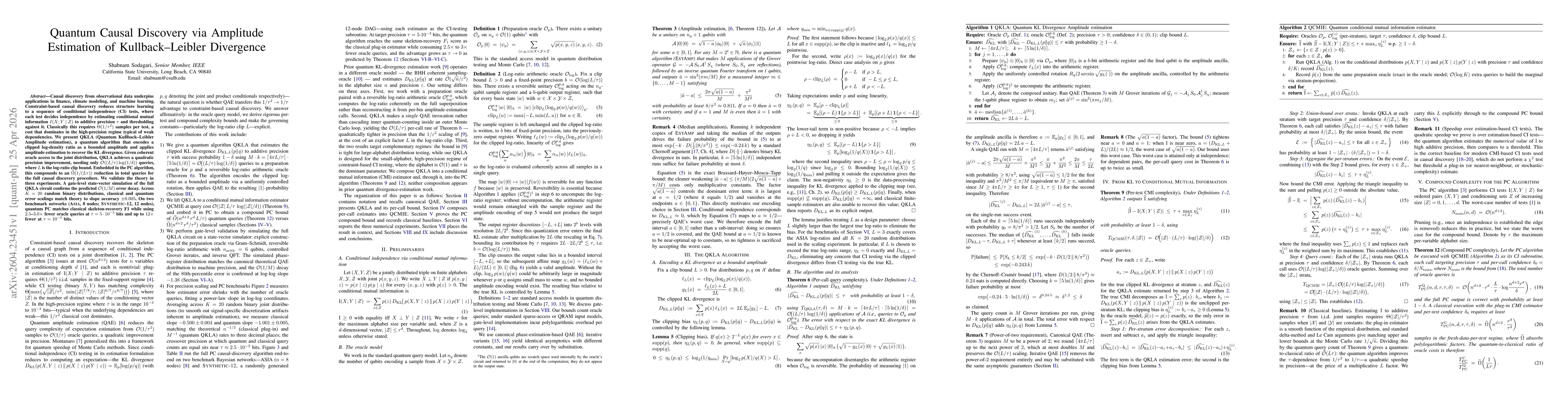 Thumbnail for Quantum Causal Discovery via Amplitude Estimation of Kullback-Leibler Divergence