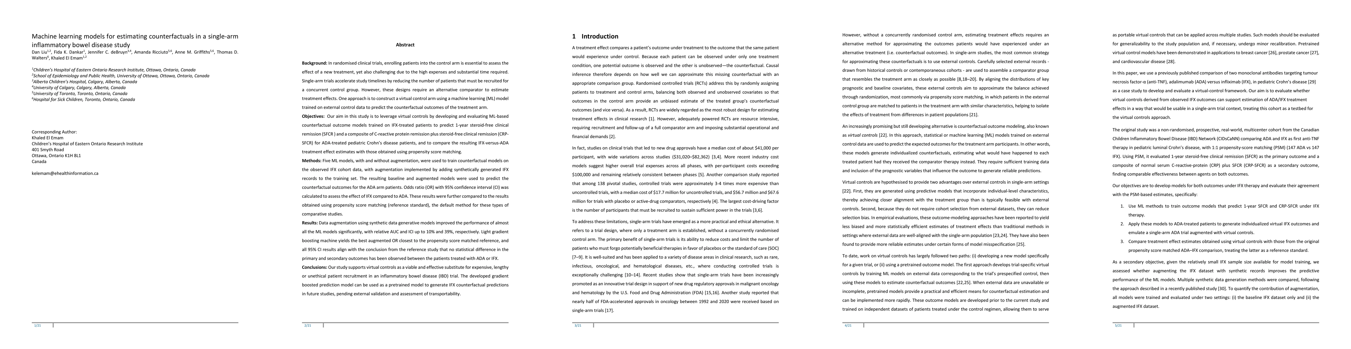 Thumbnail for Machine learning models for estimating counterfactuals in a single-arm inflammatory bowel disease study