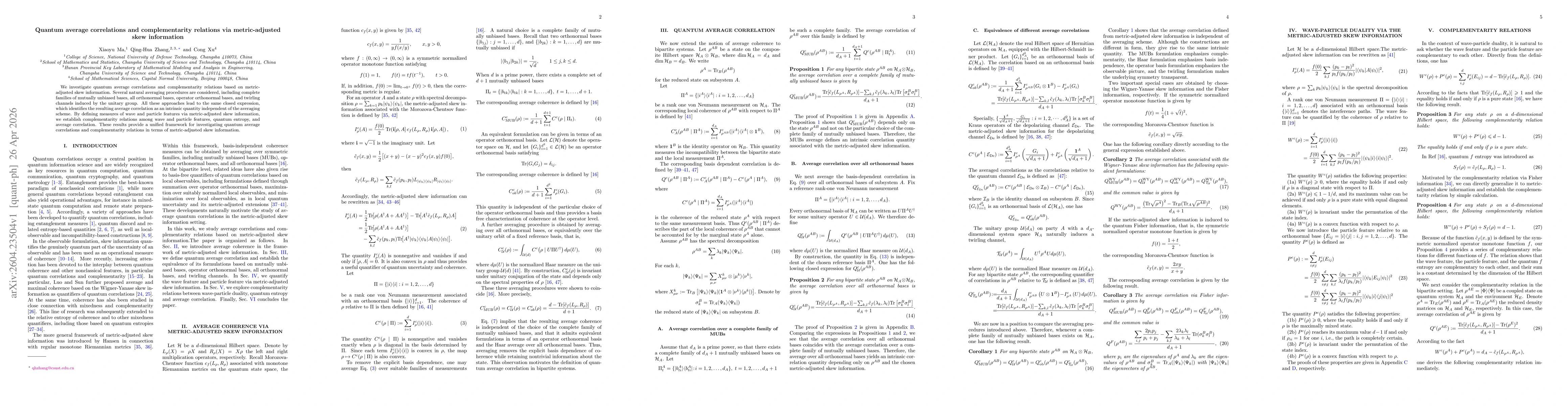 Thumbnail for Quantum average correlations and complementarity relations via metric-adjusted skew information
