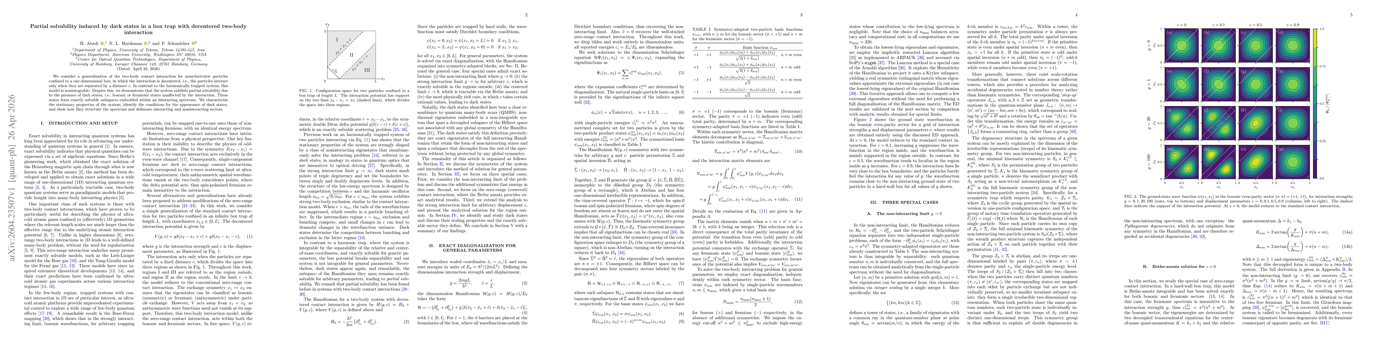 Thumbnail for Partial solvability induced by dark states in a box trap with decentered two-body interaction