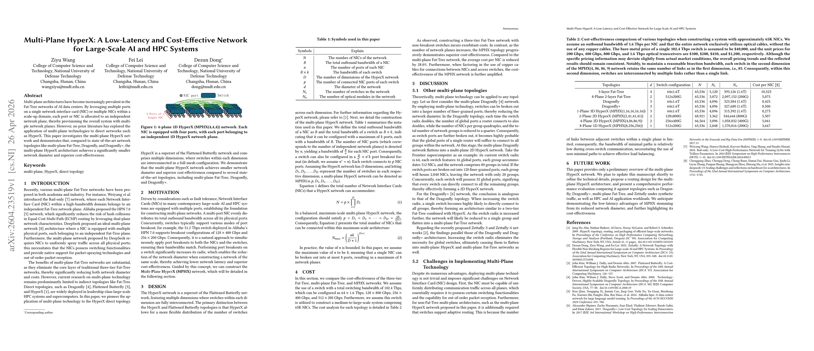 Thumbnail for Multi-Plane HyperX: A Low-Latency and Cost-Effective Network for Large-Scale AI and HPC Systems