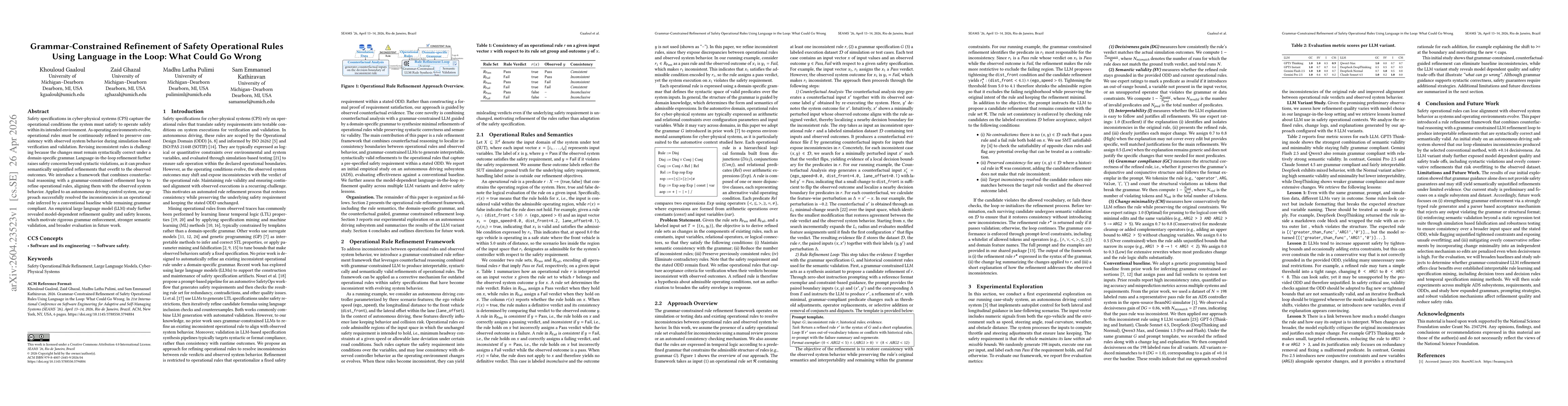 Thumbnail for Grammar-Constrained Refinement of Safety Operational Rules Using Language in the Loop: What Could Go Wrong