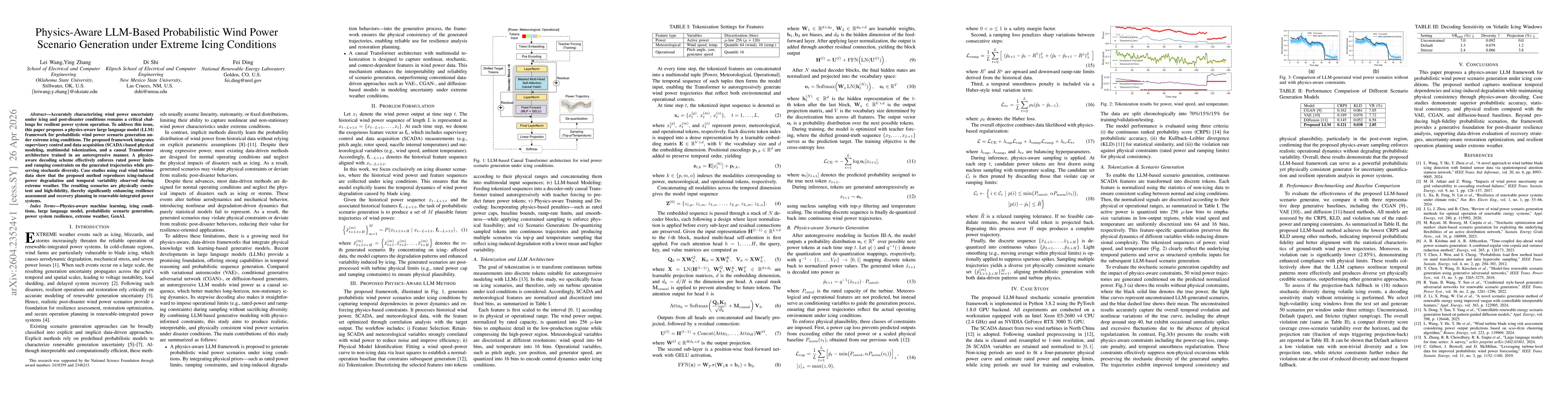 Thumbnail for Physics-Aware LLM-Based Probabilistic Wind Power Scenario Generation under Extreme Icing Conditions