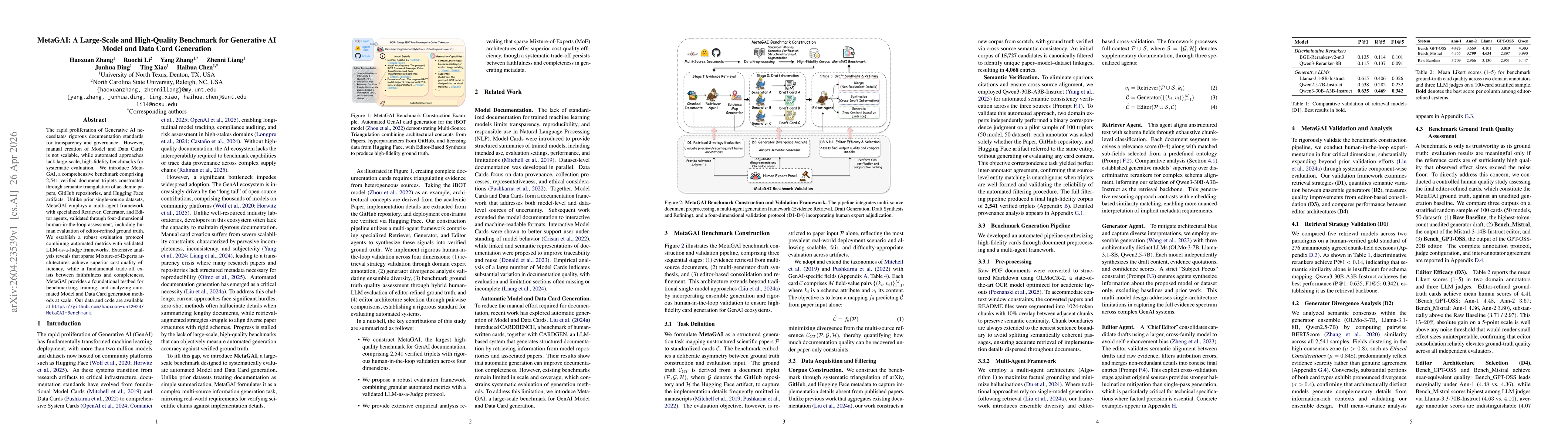 Thumbnail for MetaGAI: A Large-Scale and High-Quality Benchmark for Generative AI Model and Data Card Generation