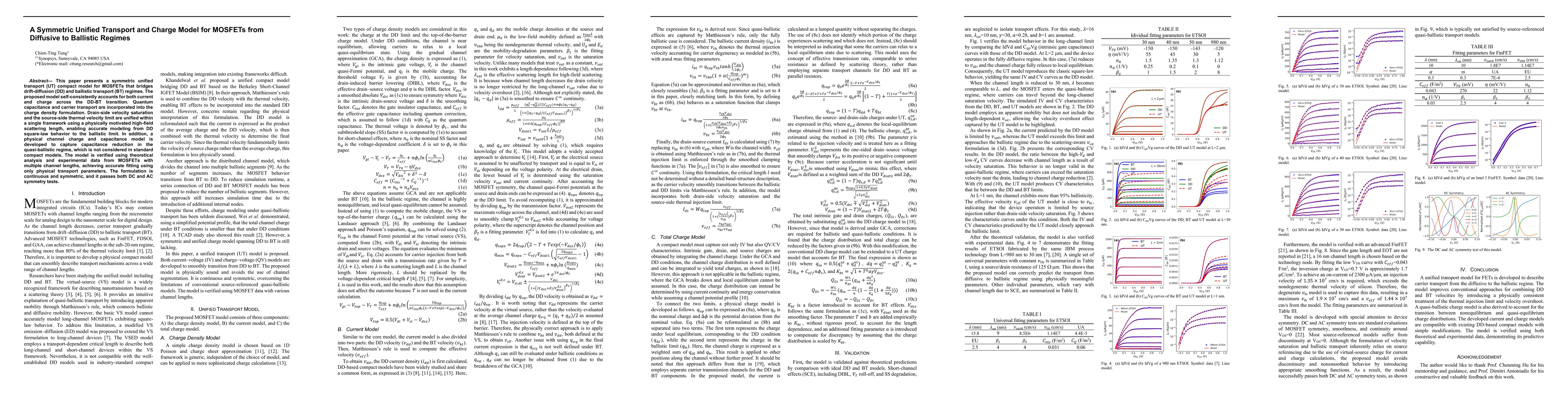 Thumbnail for A Symmetric Unified Transport and Charge Model for MOSFETs from Diffusive to Ballistic Regimes