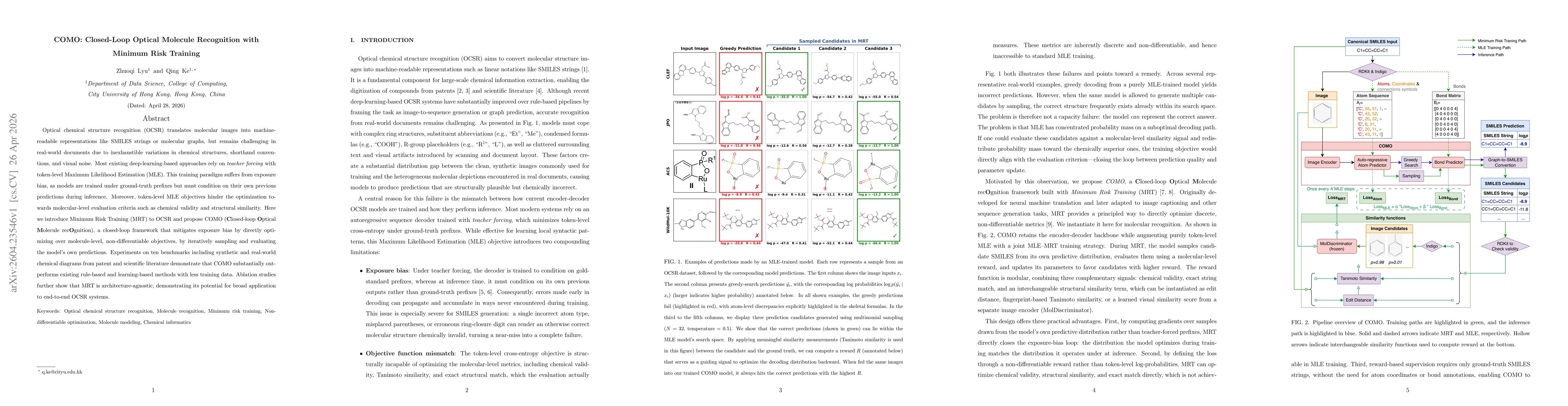 Thumbnail for COMO: Closed-Loop Optical Molecule Recognition with Minimum Risk Training