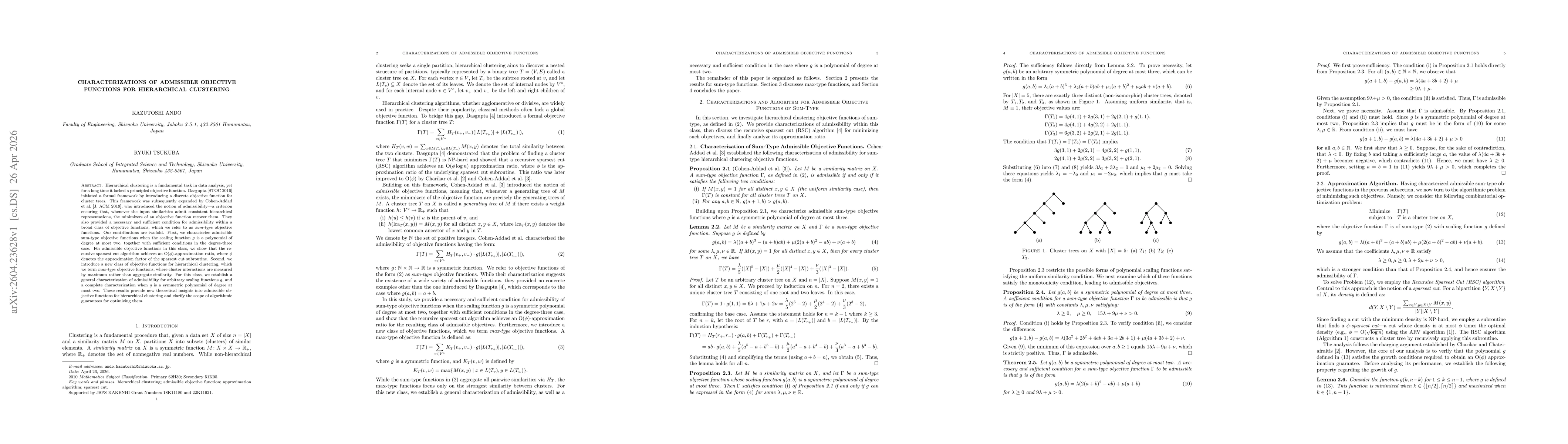 Thumbnail for Characterizations of Admissible Objective Functions for Hierarchical Clustering