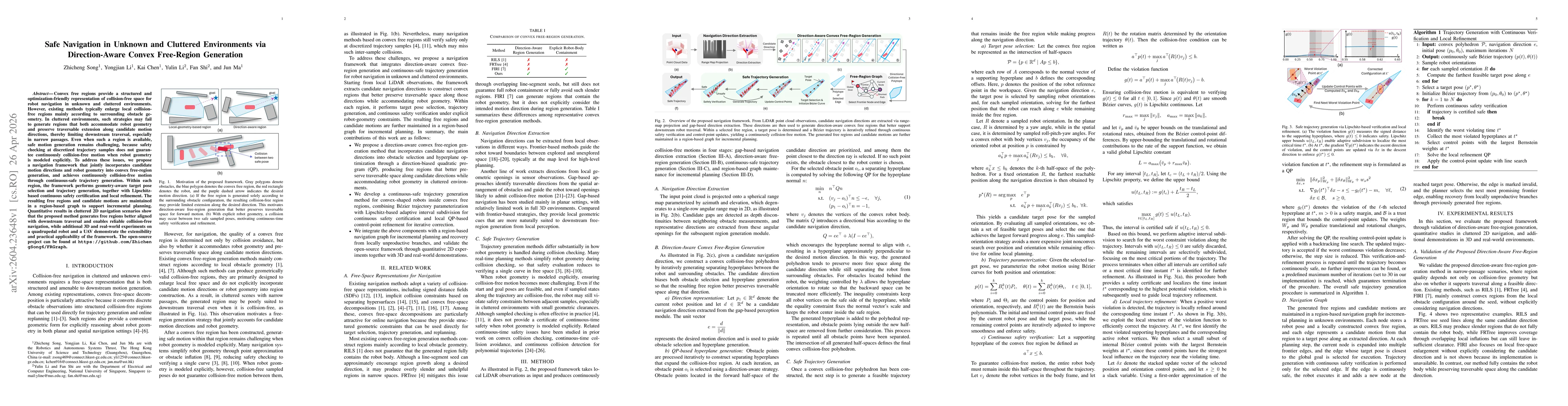Thumbnail for Safe Navigation in Unknown and Cluttered Environments via Direction-Aware Convex Free-Region Generation