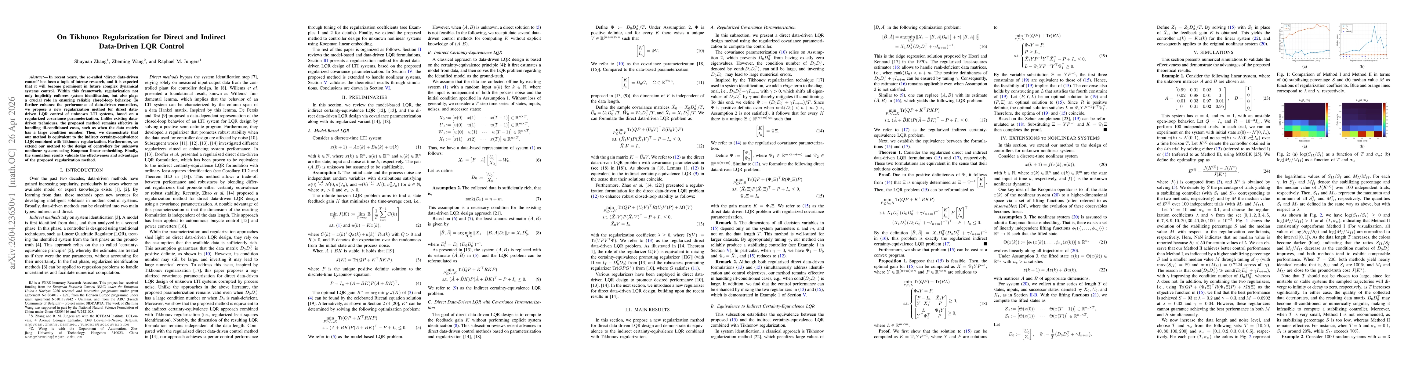 Thumbnail for On Tikhonov Regularization for Direct and Indirect Data-Driven LQR Control