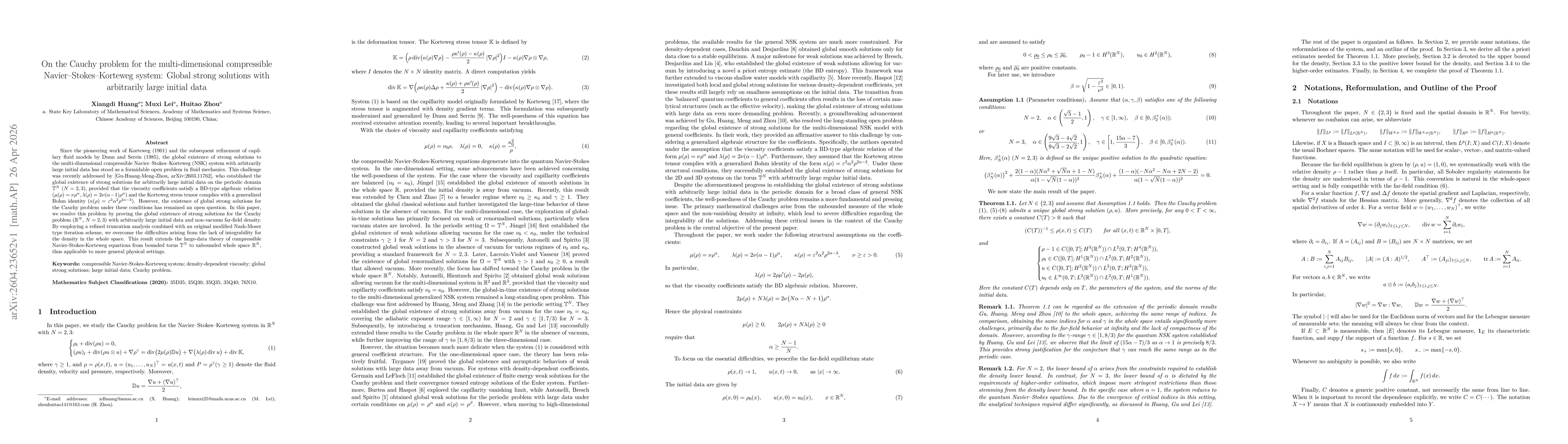 Thumbnail for On the Cauchy problem for the multi-dimensional compressible Navier-Stokes-Korteweg system: Global strong solutions with arbitrarily large initial data