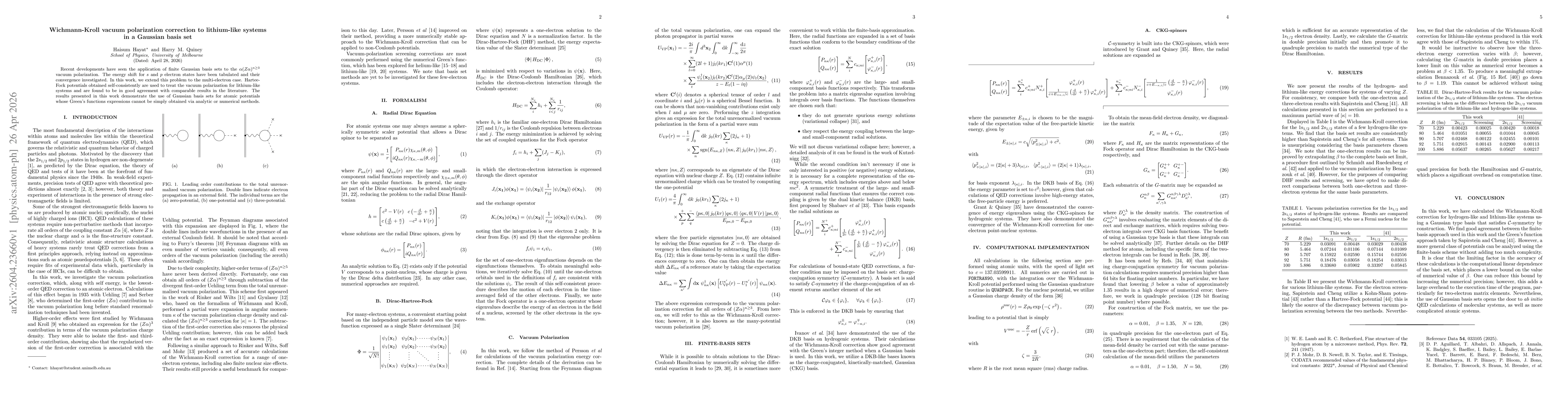 Thumbnail for Wichmann-Kroll vacuum polarization correction to lithium-like systems in a Gaussian basis set