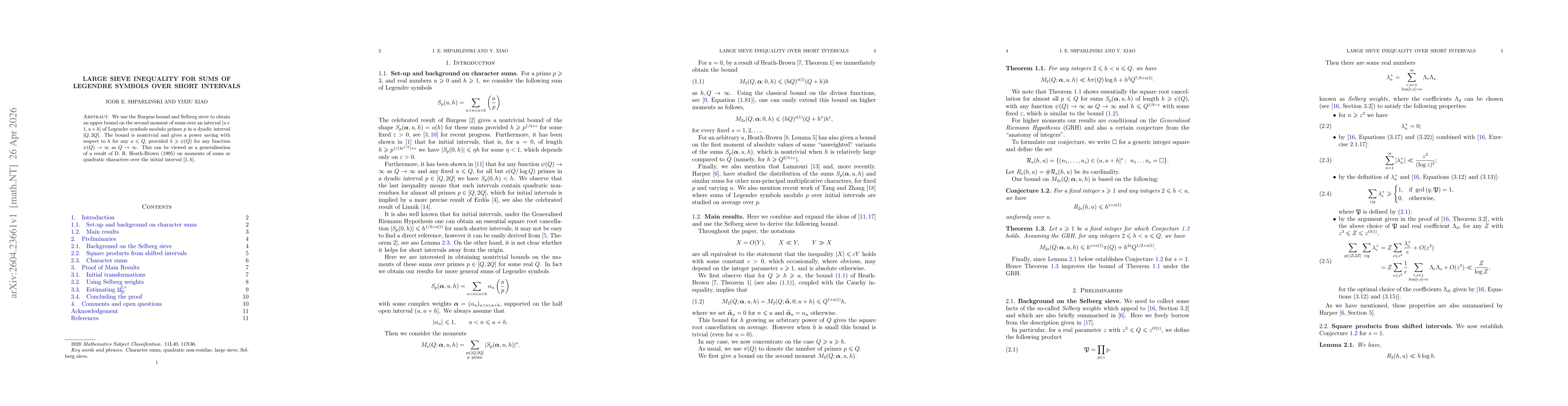 Thumbnail for Large sieve inequality for sums of Legendre symbols over short intervals