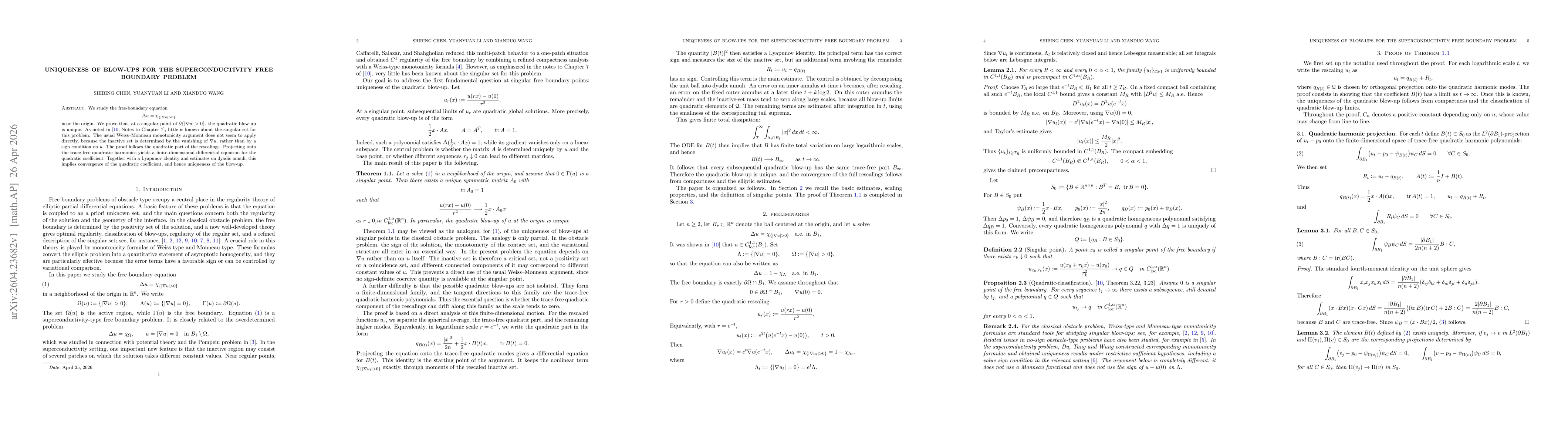 Thumbnail for Uniqueness of Blow-ups for the Superconductivity Free Boundary Problem