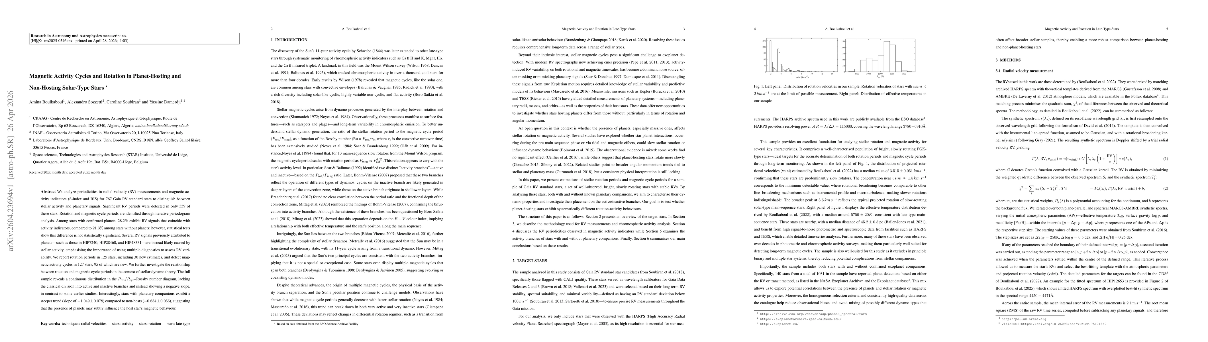 Thumbnail for Magnetic Activity Cycles and Rotation in Planet-hosting and Non-hosting Solar-type Stars