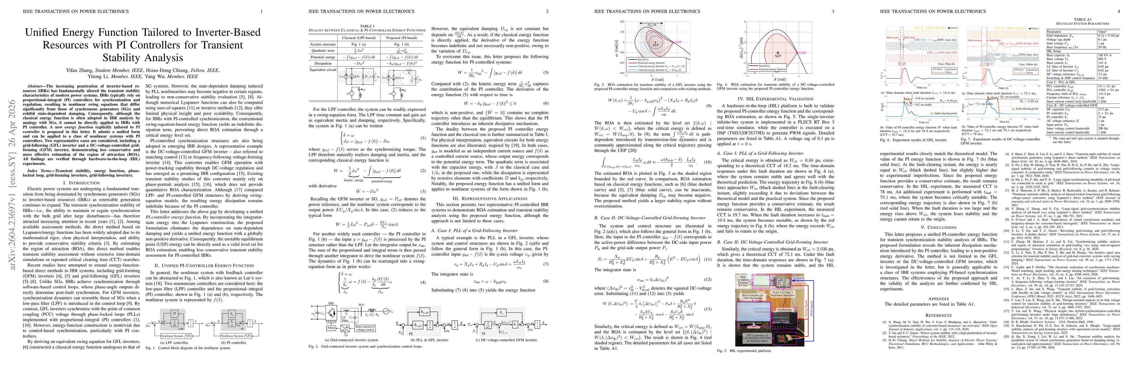 Thumbnail for Unified Energy Function Tailored to Inverter-Based Resources with PI Controllers for Transient Stability Analysis