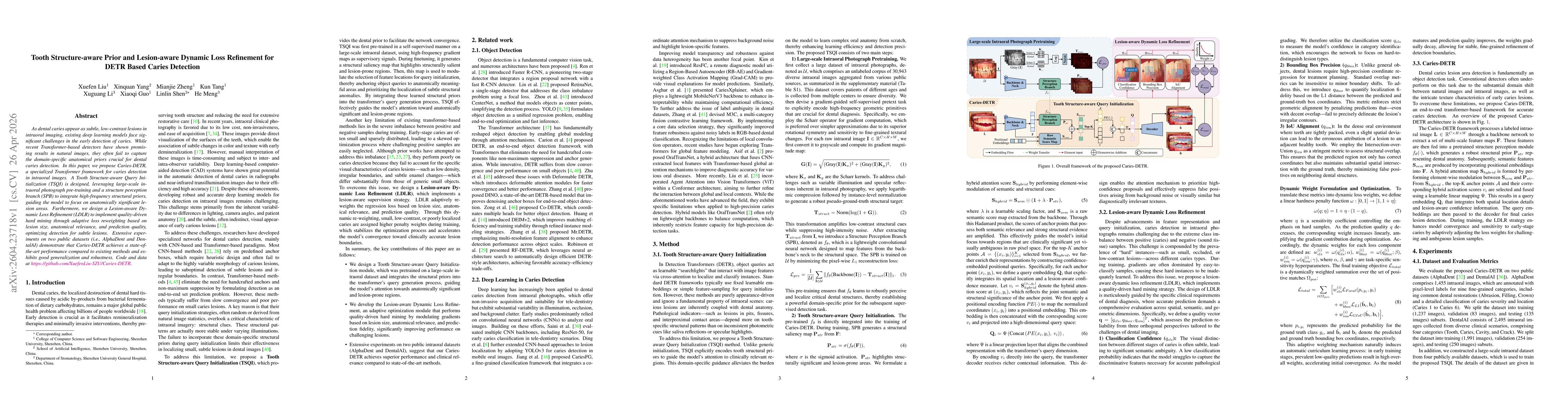 Thumbnail for Caries DETR: Tooth Structure-aware Prior and Lesion-aware Dynamic Loss Refinement for DETR Based Caries Detection