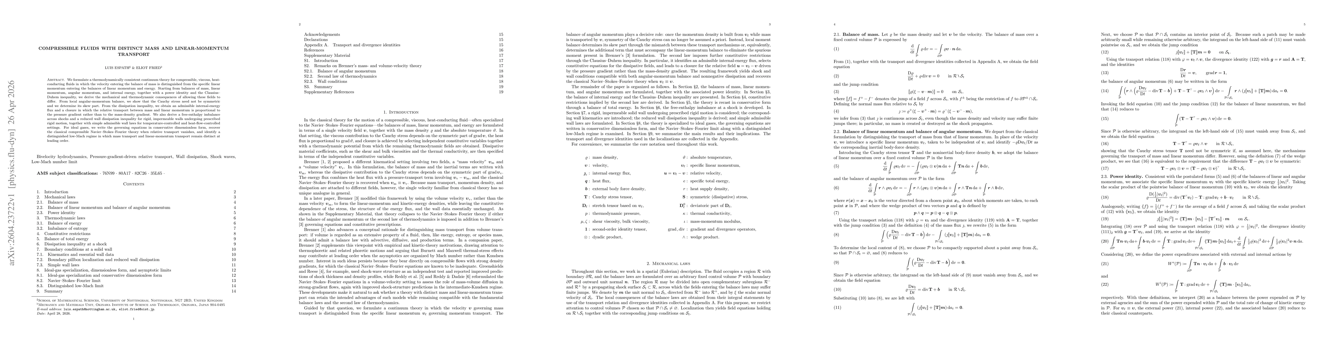 Thumbnail for Compressible fluids with distinct mass and linear-momentum transport