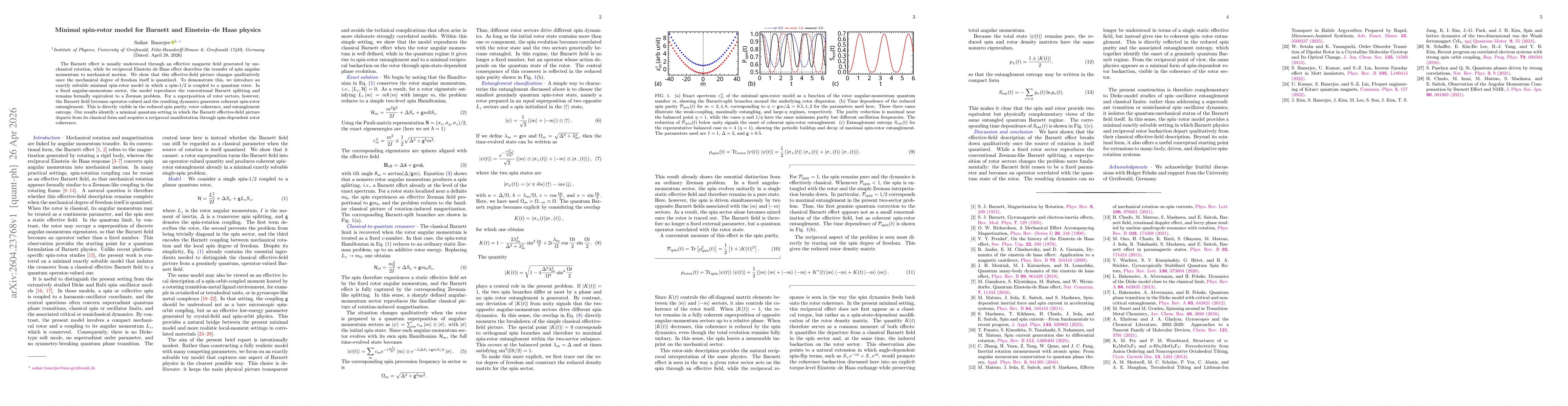 Thumbnail for Minimal spin-rotor model for Barnett and Einstein--de Haas physics