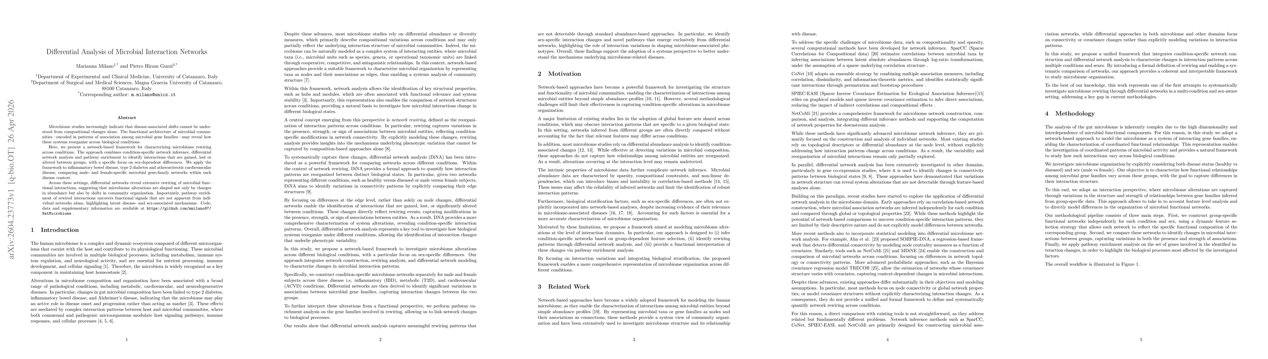 Thumbnail for Differential Analysis of Microbial Interaction Networks