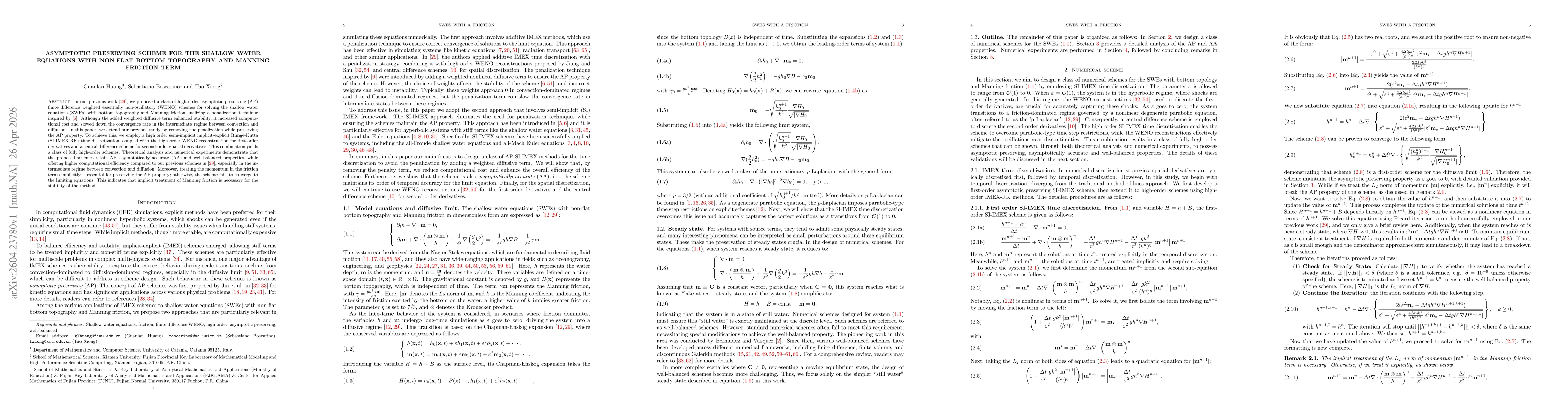 Thumbnail for Asymptotic preserving scheme for the shallow water equations with non-flat bottom topography and Manning friction term