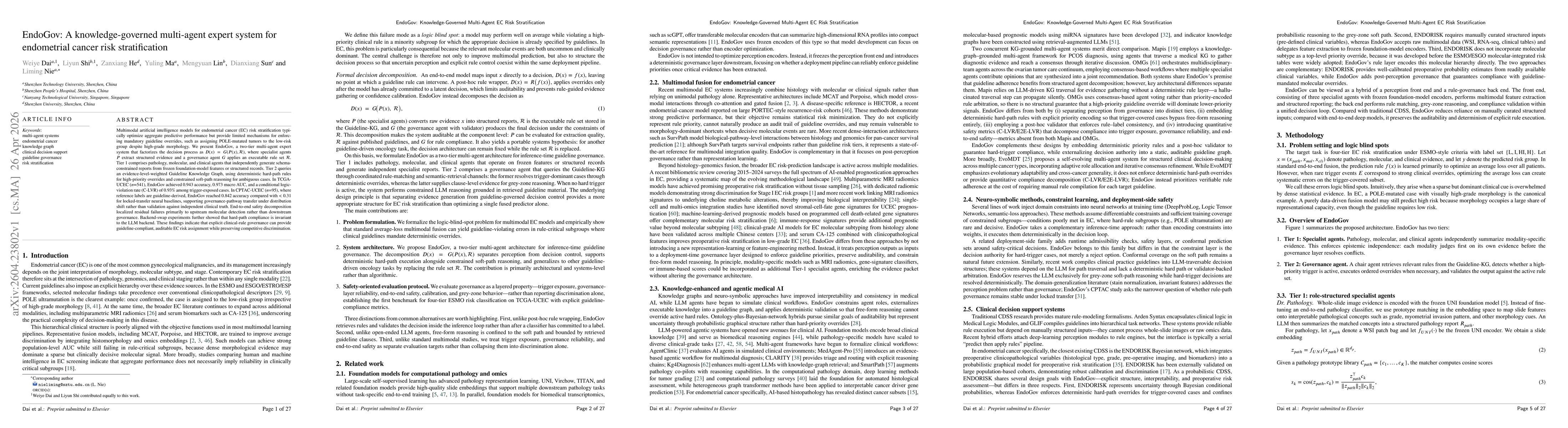 Thumbnail for EndoGov: A knowledge-governed multi-agent expert system for endometrial cancer risk stratification