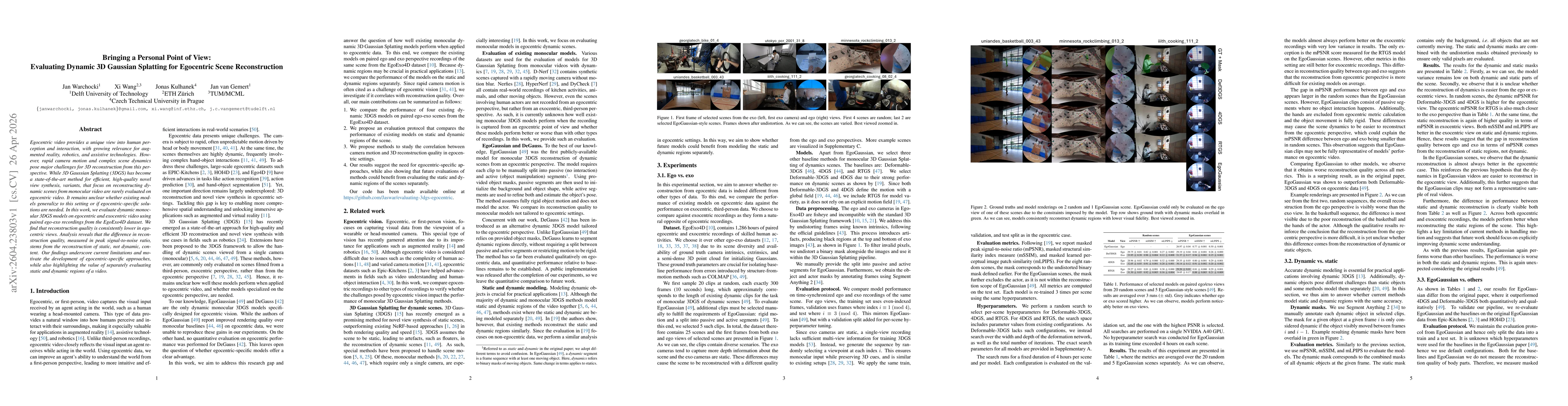 Thumbnail for Bringing a Personal Point of View: Evaluating Dynamic 3D Gaussian Splatting for Egocentric Scene Reconstruction