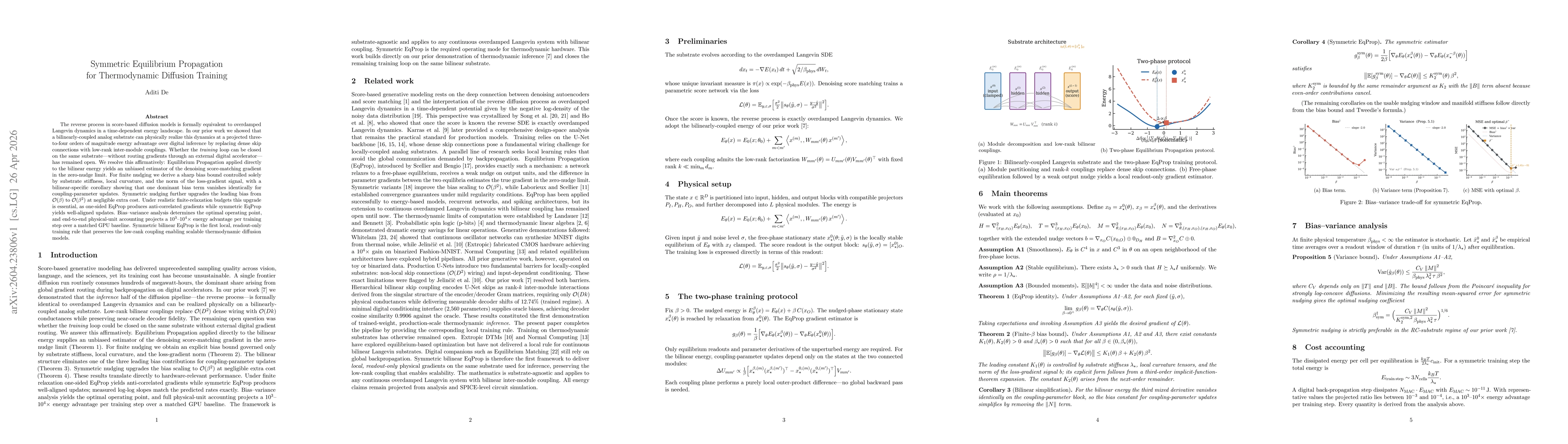 Thumbnail for Symmetric Equilibrium Propagation for Thermodynamic Diffusion Training