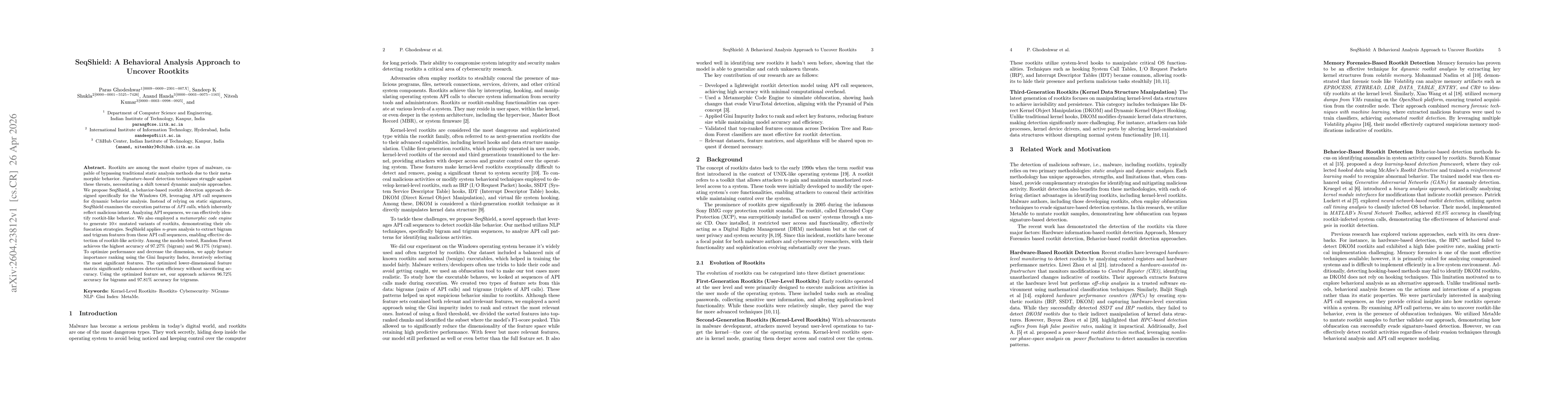 Thumbnail for SeqShield: A Behavioral Analysis Approach to Uncover Rootkits