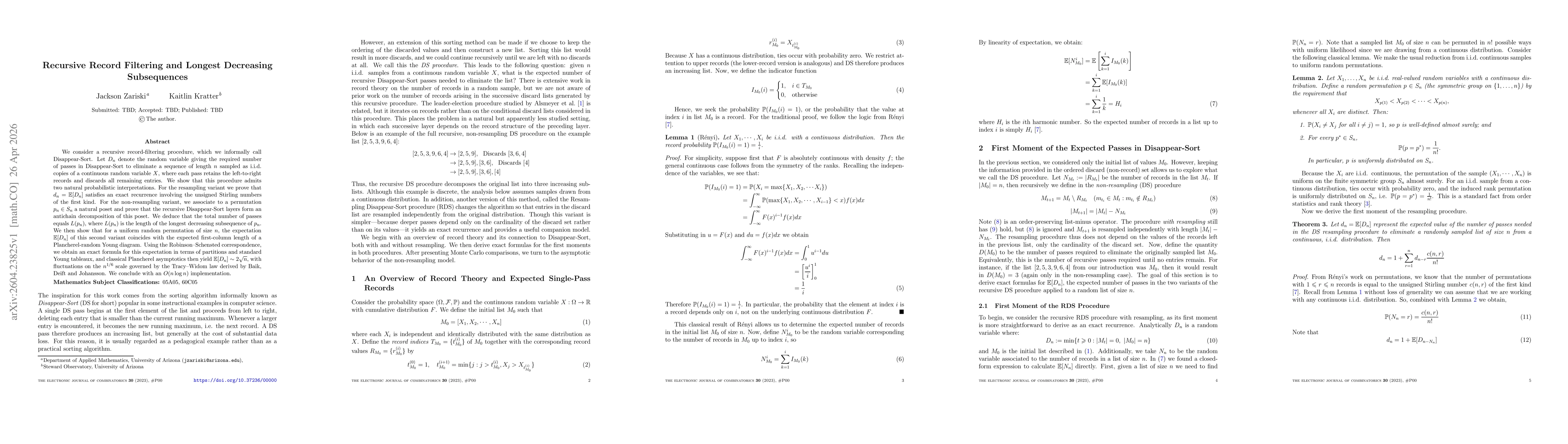 Thumbnail for Recursive Record Filtering and Longest Decreasing Subsequences