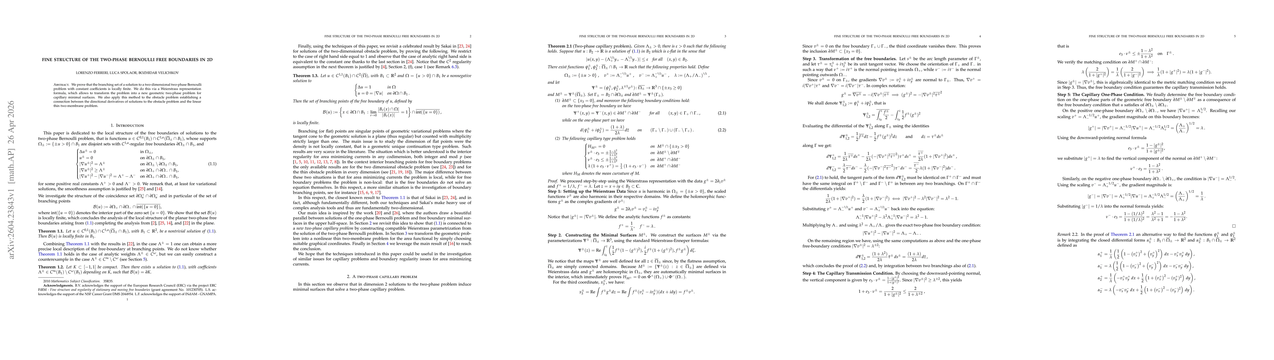 Thumbnail for Fine structure of the two-phase Bernoulli free boundaries in 2D