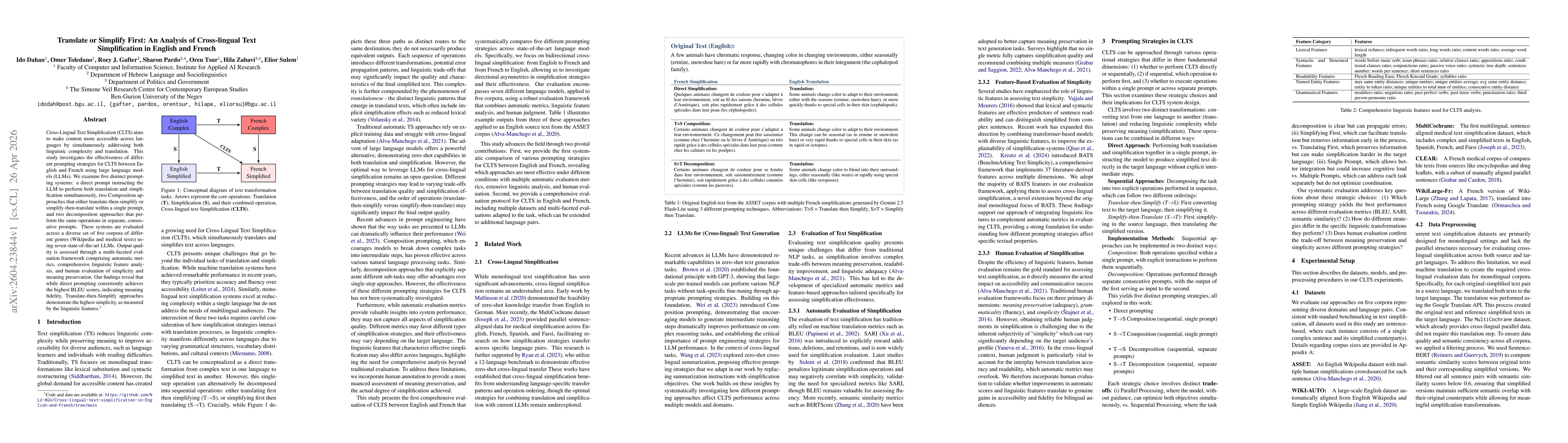 Thumbnail for Translate or Simplify First: An Analysis of Cross-lingual Text Simplification in English and French