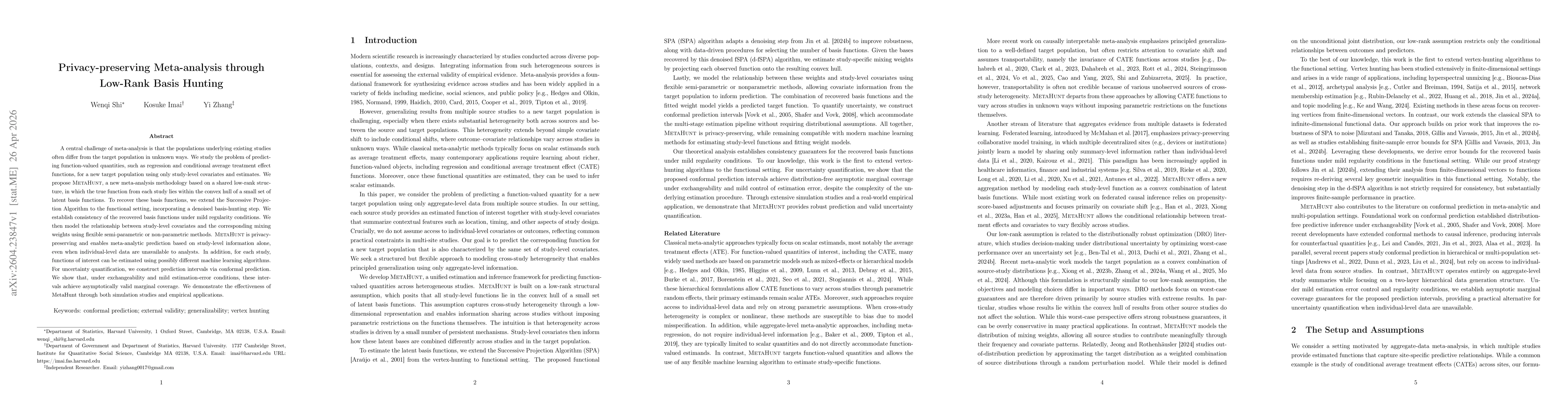 Thumbnail for Privacy-preserving Meta-analysis through Low-Rank Basis Hunting