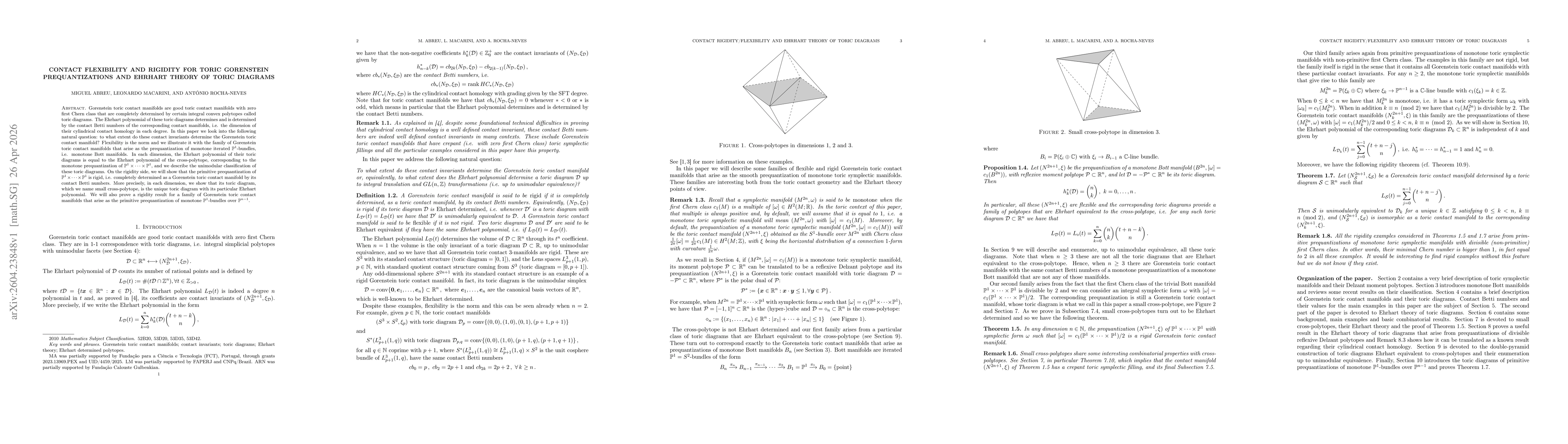 Thumbnail for Contact flexibility and rigidity for toric Gorenstein prequantizations and Ehrhart theory of toric diagrams