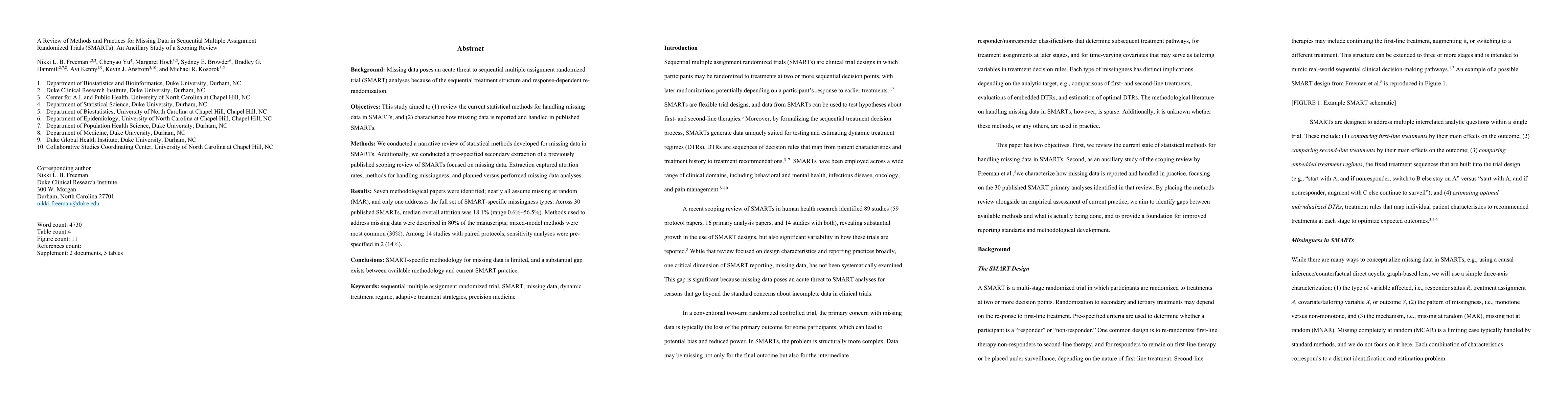 Thumbnail for A Review of Methods and Practices for Missing Data in Sequential Multiple Assignment Randomized Trials (SMARTs): An Ancillary Study of a Scoping Review