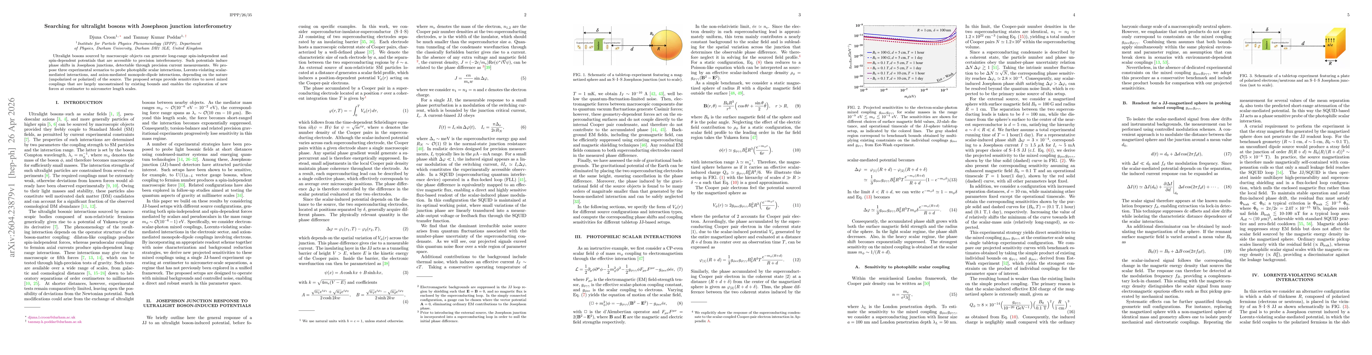 Thumbnail for Searching for ultralight bosons with Josephson junction interferometry
