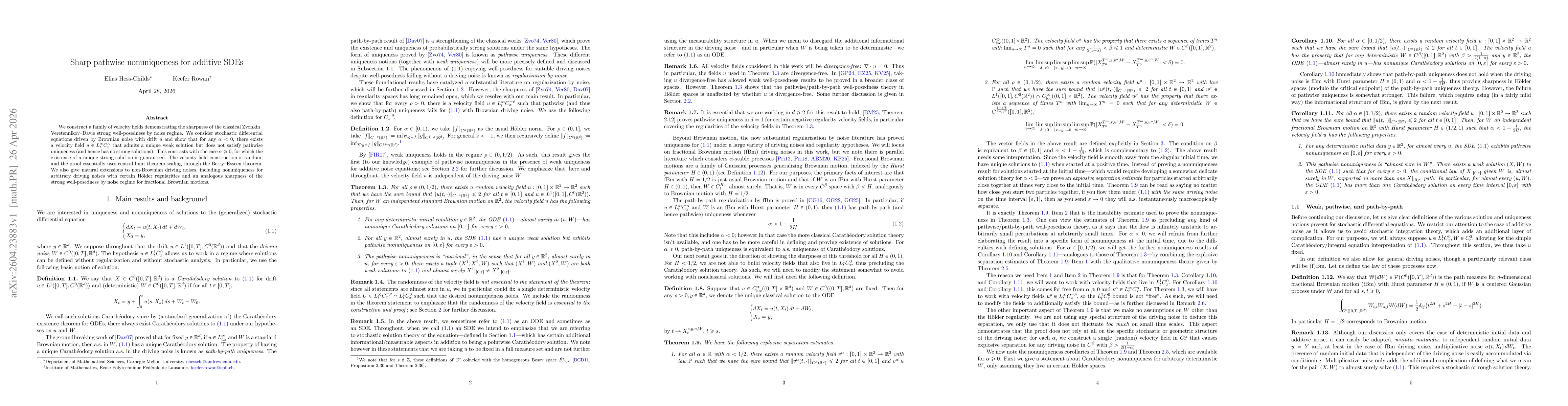 Thumbnail for Sharp pathwise nonuniqueness for additive SDEs